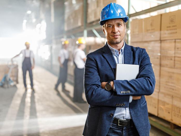 Man With Blue Hard Hat Min