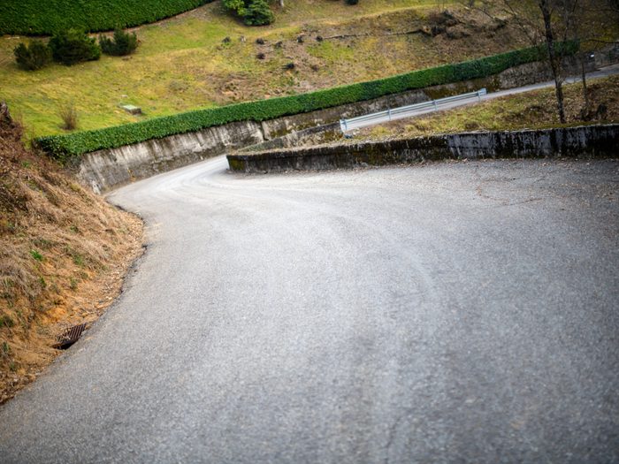 Steep curved roadway min