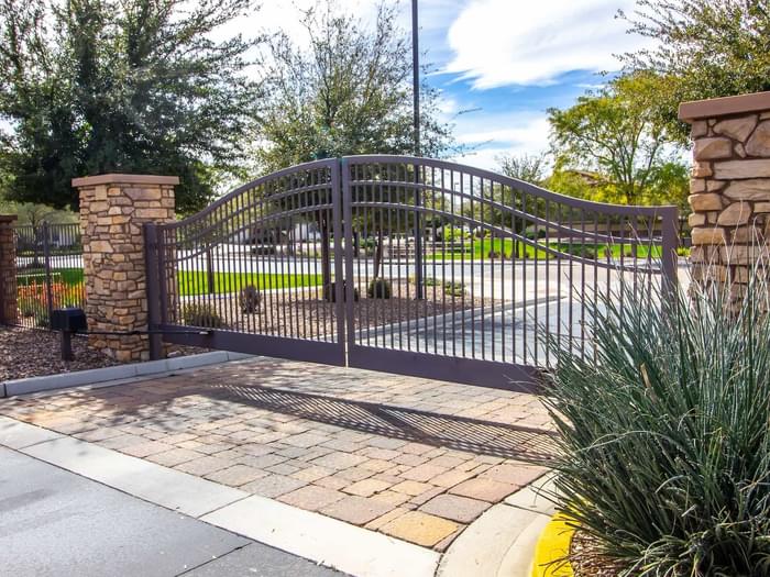 Wrought iron double gates for housing subdivision