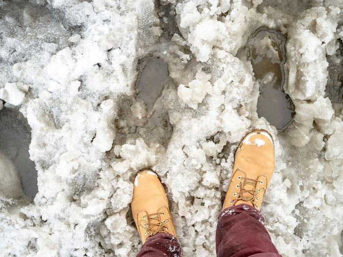 Yellow Boots In Slush Min